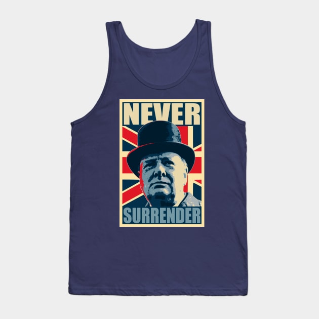 Winston Churchill Never Surrender Propaganda Poster Pop Art Tank Top by Nerd_art